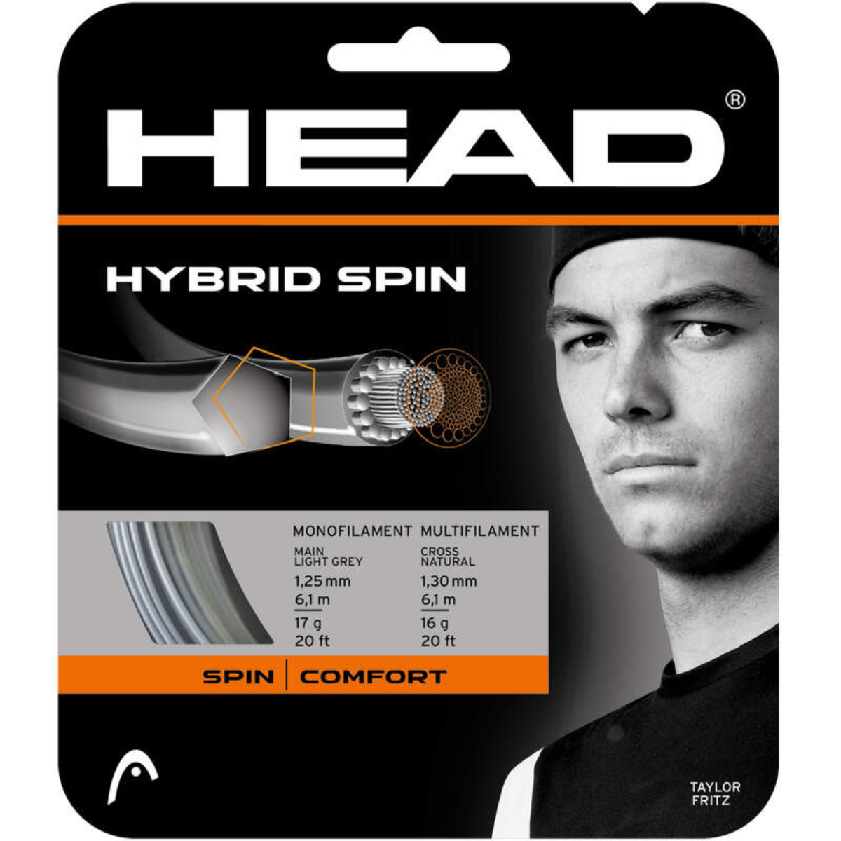 Head Hybrid Spin 17g Main/16g Cross Tennis String (Set)