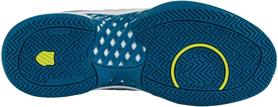 06613-136 K-Swiss Men's Hypercourt Express 2 Tennis Shoes (Brilliant White/Celestial Blue/Evening Primrose)