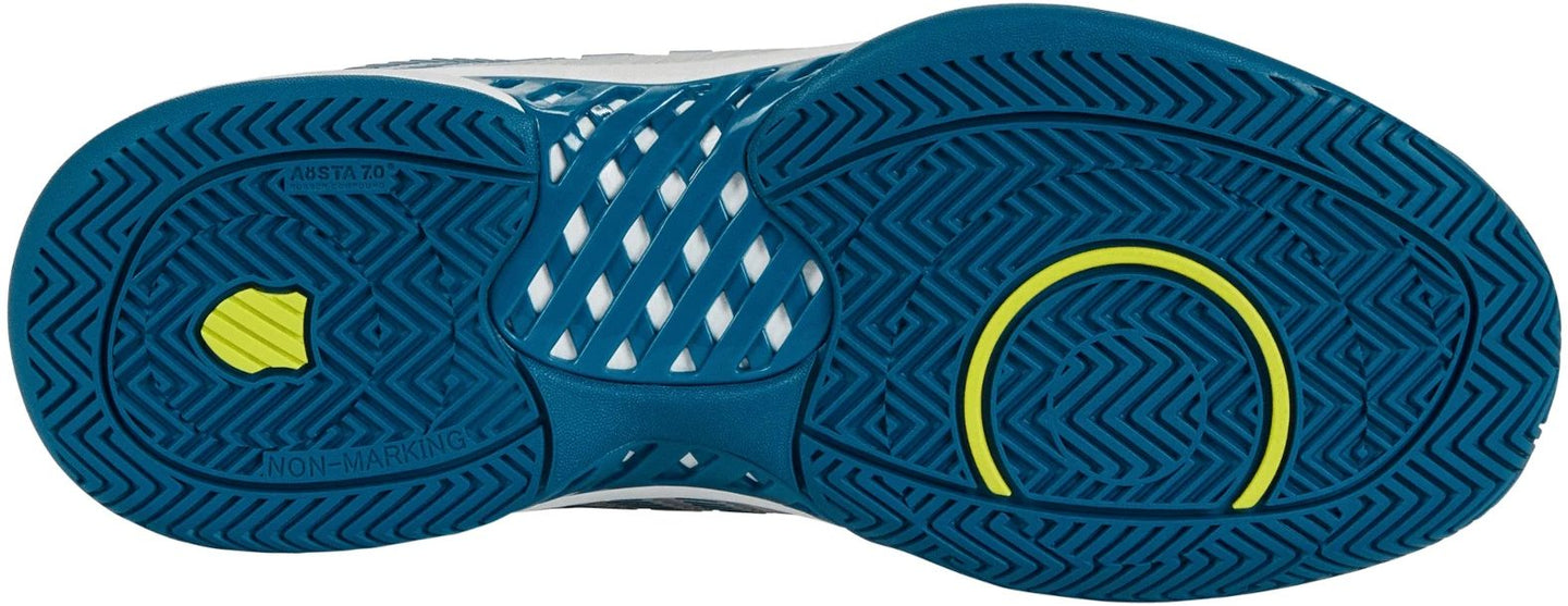 06613-136 K-Swiss Men's Hypercourt Express 2 Tennis Shoes (Brilliant White/Celestial Blue/Evening Primrose)