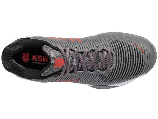 06614-052, K-Swiss Men's Hypercourt Express 2 HB Tennis Shoes (Steel Gray/Jet Black/Spicy Orange) - Top