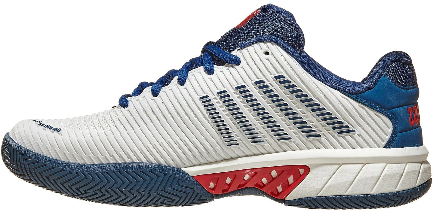 06614-146 K-Swiss Men's Hypercourt Express 2 HB Clay Court Tennis Shoes (Blanc De Blanc/Blue Opal/Lollipop)