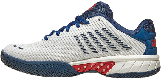 06614-146 K-Swiss Men's Hypercourt Express 2 HB Clay Court Tennis Shoes (Blanc De Blanc/Blue Opal/Lollipop)