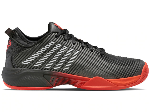 06613-042 K-Swiss Men's Hypercourt Express 2 Tennis Shoes (Jet Black/Steel Grey/Spicy Orange)