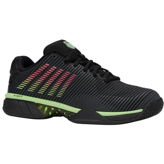 06806-034 K-Swiss Men's Hypercourt Express 2 Wide (2E) Tennis Shoes (Black/Soft Neon Green/Neon Lava)