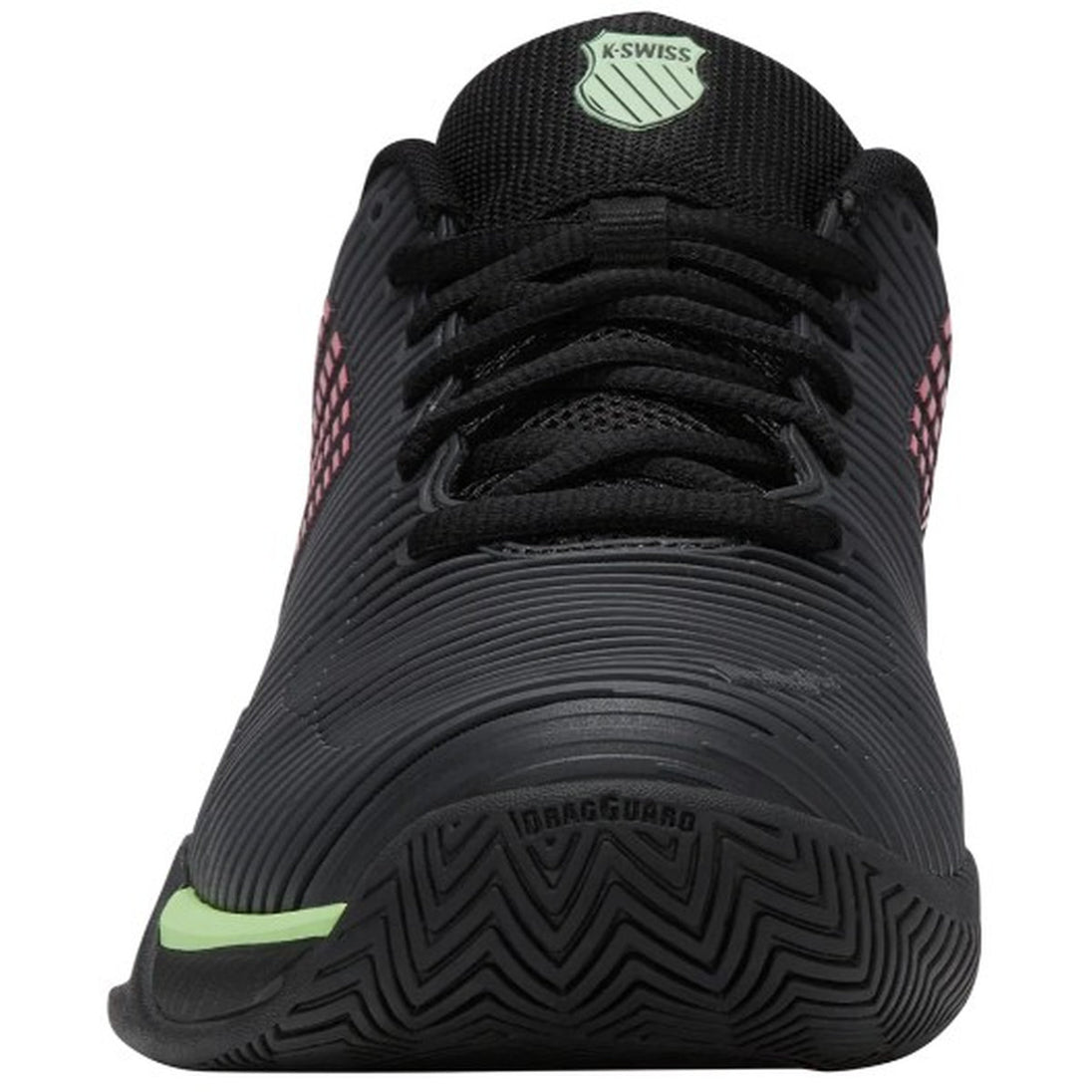 06806-034 K-Swiss Men's Hypercourt Express 2 Wide (2E) Tennis Shoes (Black/Soft Neon Green/Neon Lava)