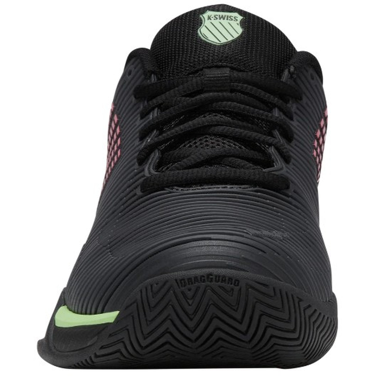 06806-034 K-Swiss Men's Hypercourt Express 2 Wide (2E) Tennis Shoes (Black/Soft Neon Green/Neon Lava)