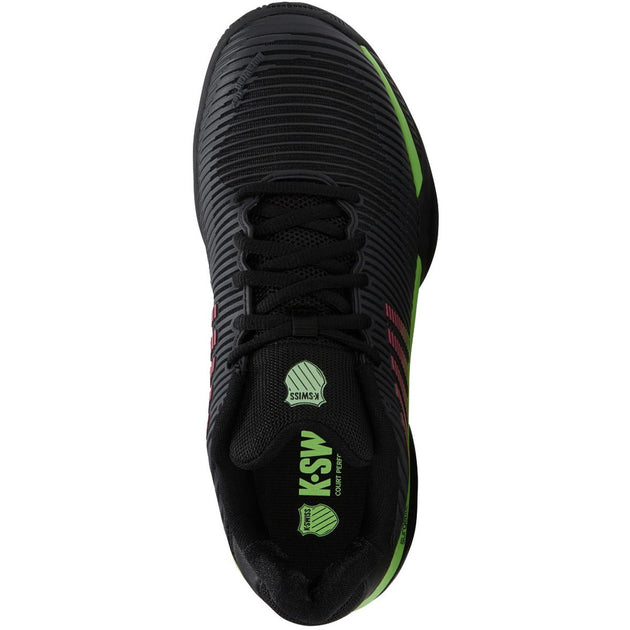 06806-034 K-Swiss Men's Hypercourt Express 2 Wide (2E) Tennis Shoes (Black/Soft Neon Green/Neon Lava)