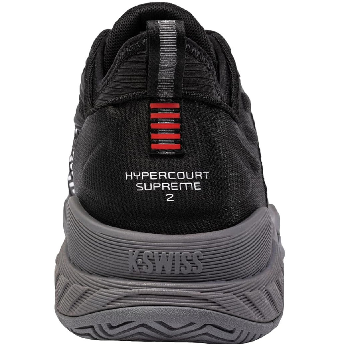 09071-038  K-Swiss Men's Hypercourt Supreme 2 Tennis Shoes (Black/Steel Gray/Firey Red)