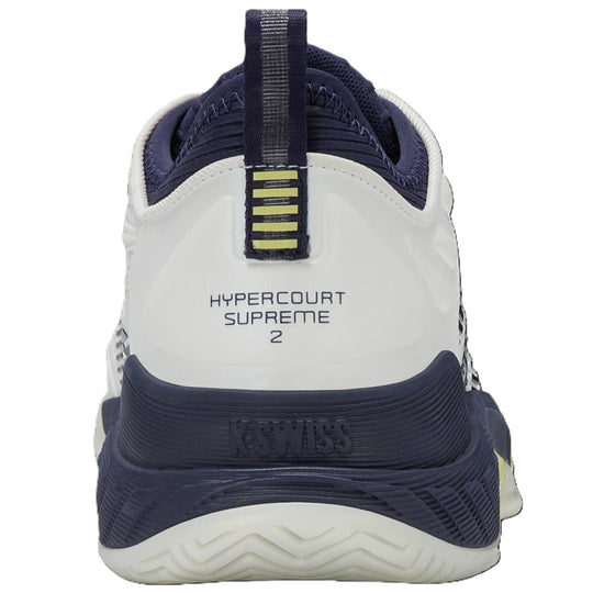 K-Swiss Men's Hypercourt Supreme 2 Tennis Shoes (Blanc de Blanc/Naval Academy/Luminary Green)