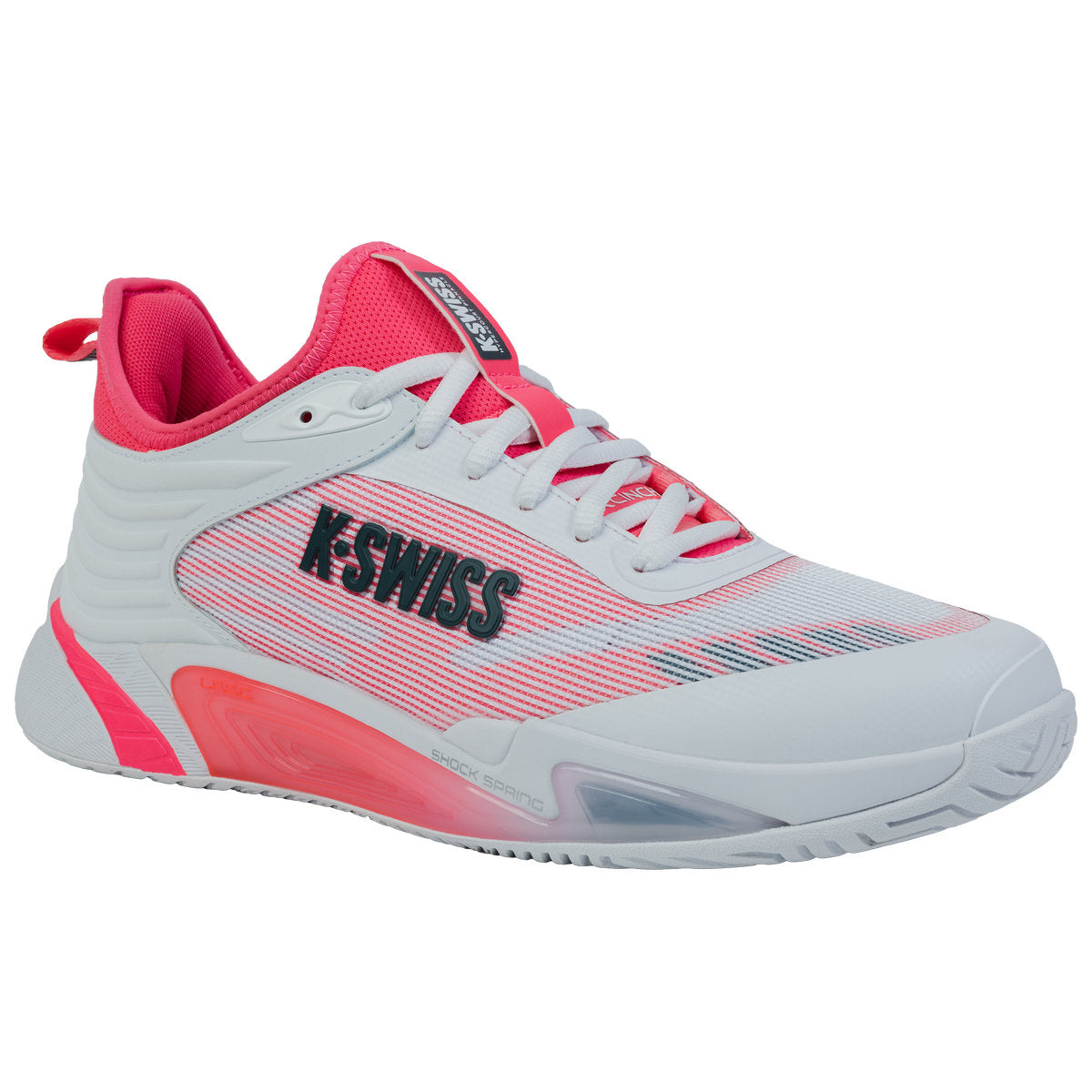 K-Swiss Men's HyperCourt Pinnacle Tennis Shoes (White/Neon Blaze/Starg
