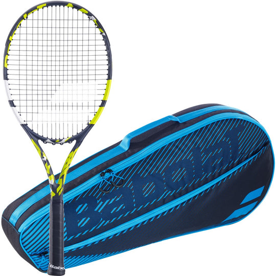102516-100-751202-146-BNDL Babolat Evo Aero (Yellow) + Blue Club Bag Tennis Starter Bundle
