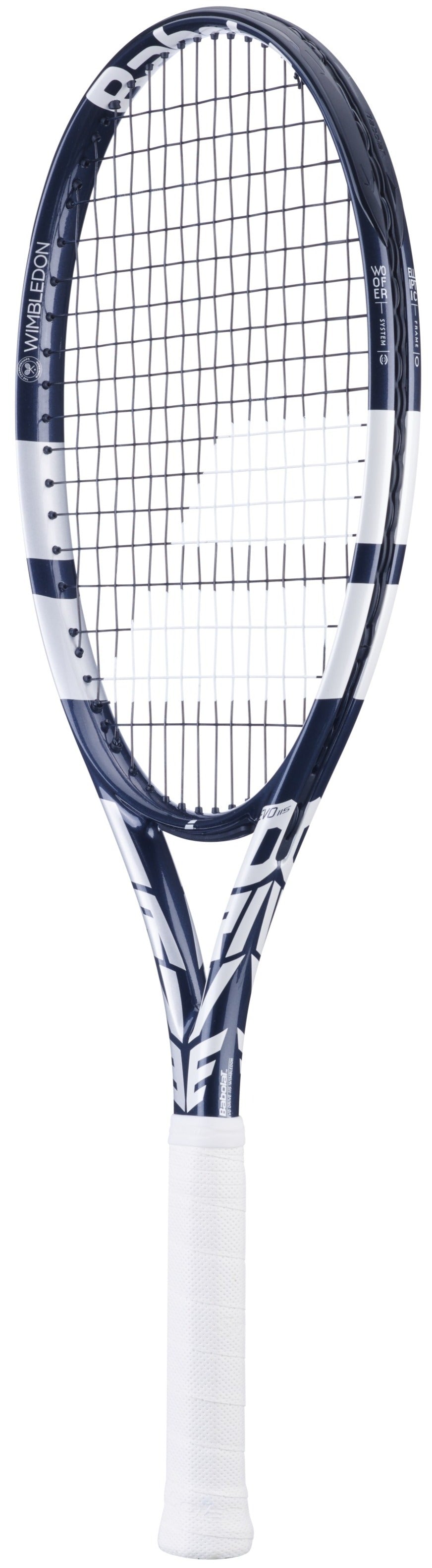 102523-100 Babolat Evo Drive 115 Wimbledon Strung Tennis Racquet (Grey/White)