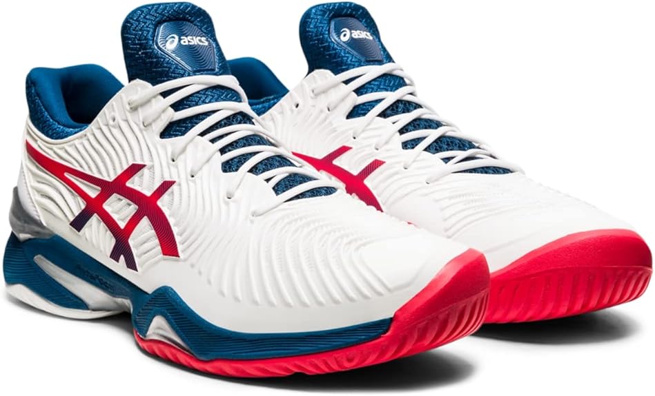 1041A083-102 Asics Men's Court FF 2 Tennis Shoes (White/Mako Blue)