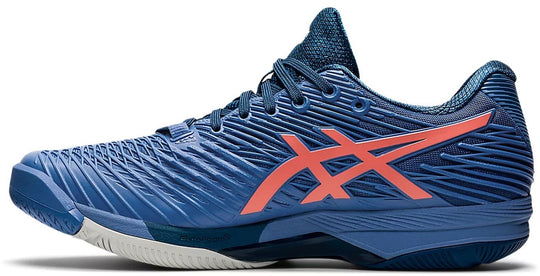 1041A182-400 ASICS Men's Solution Speed FF 2 Tennis Shoe (Blue Harmony/Guava) - Left