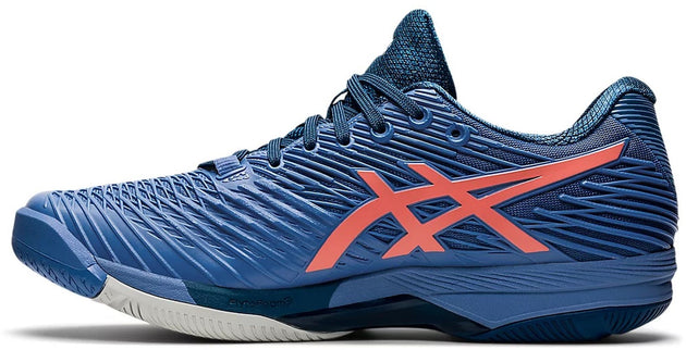 1041A182-400 ASICS Men's Solution Speed FF 2 Tennis Shoe (Blue Harmony/Guava) - Left