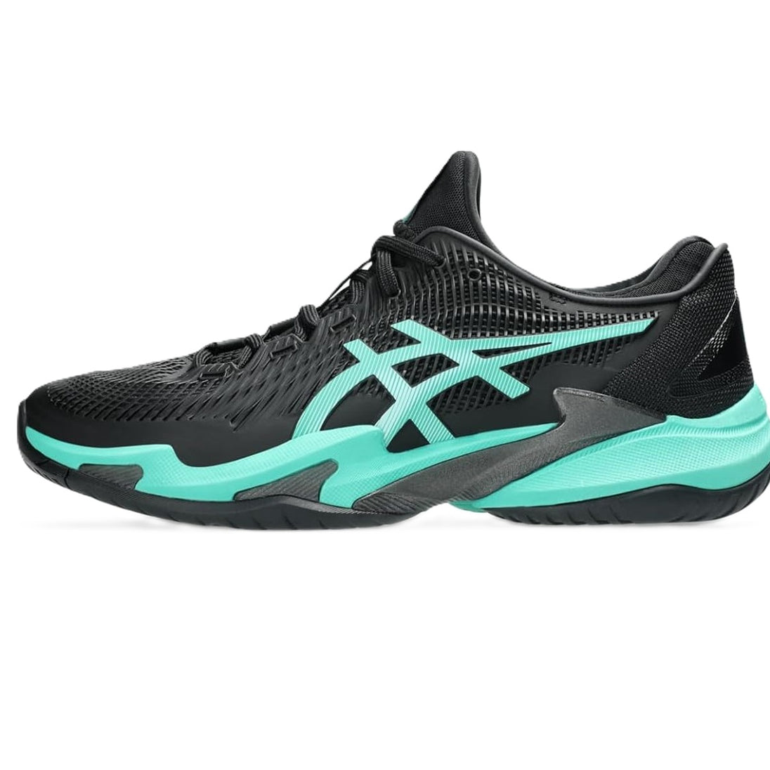 1041A370-002 Asics Men's Court FF 3 Tennis Shoes (Black/Aurora Green)