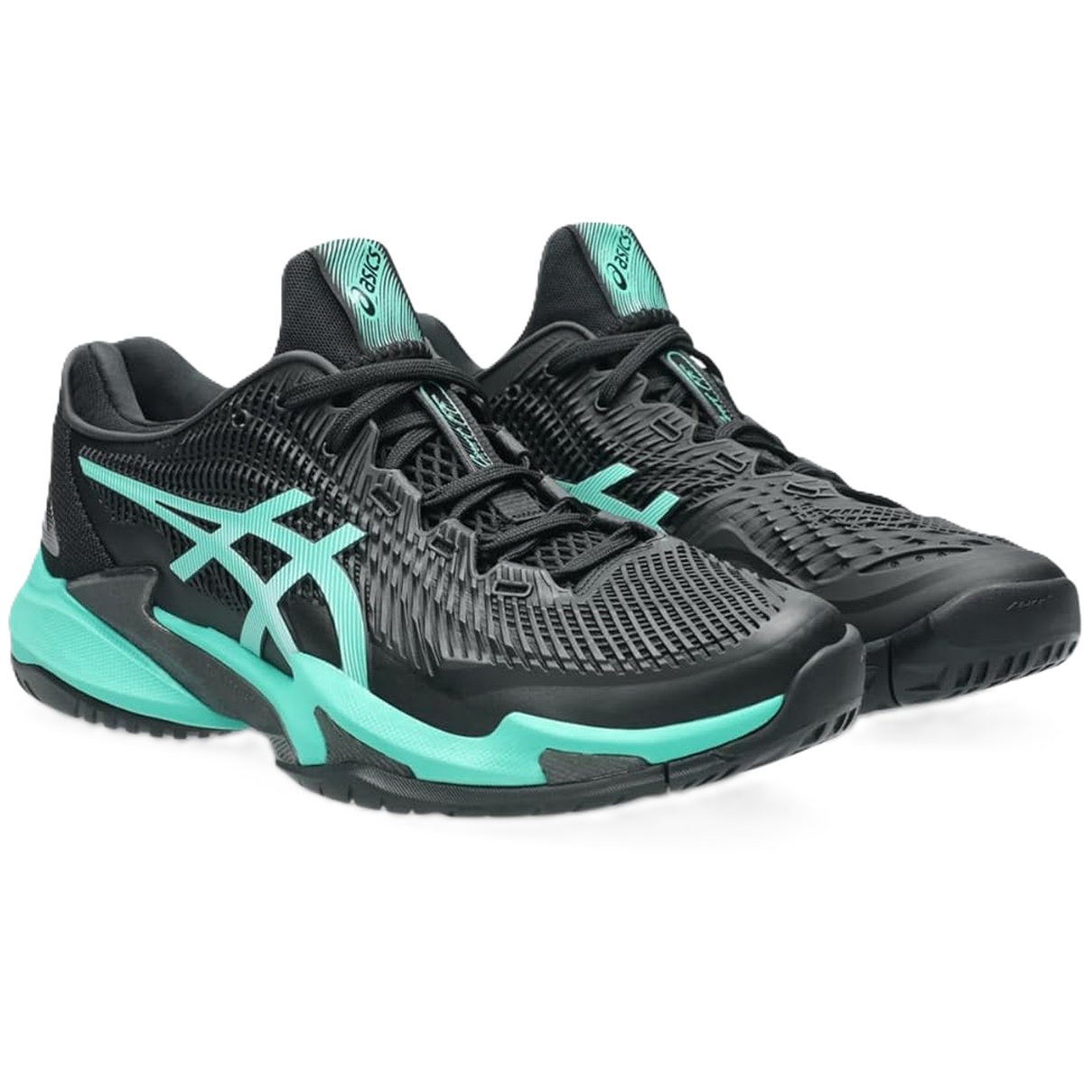 1041A370-002 Asics Men's Court FF 3 Tennis Shoes (Black/Aurora Green)