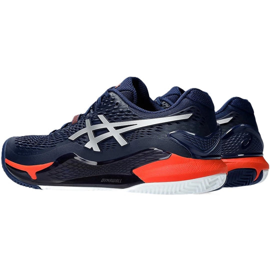 1041A375-402 Asics Men's Gel-Resolution 9 Clay Tennis Shoes (Blue Expanse/Pure Silver)