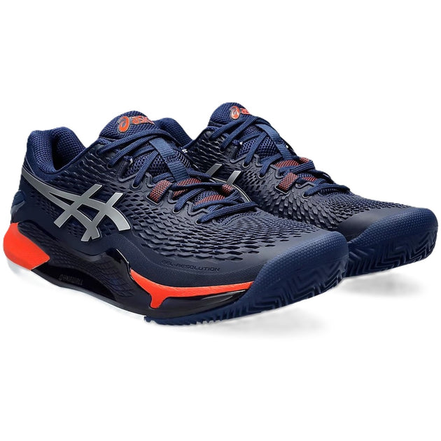 1041A375-402 Asics Men's Gel-Resolution 9 Clay Tennis Shoes (Blue Expanse/Pure Silver)