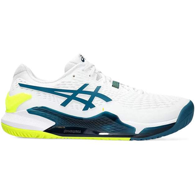 1041A376-101 Asics Men's Gel-Resolution 9 Wide Tennis Shoes (White/Restful Teal)