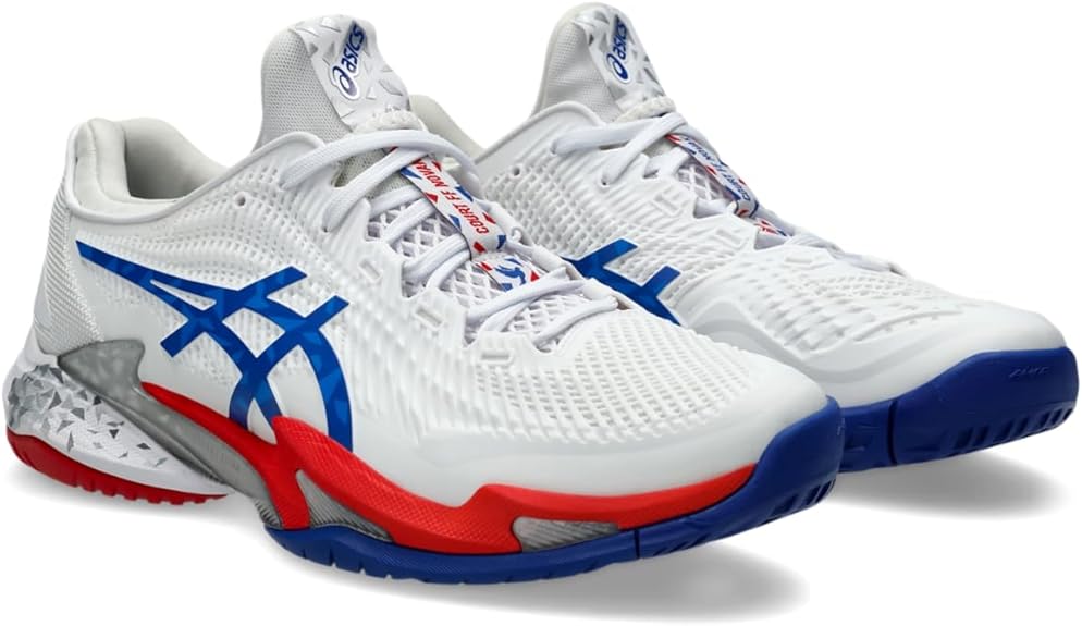 1041A480-100 Asics Men's Court FF 3 Novak Paris Tennis Shoes (White/Asics Blue)