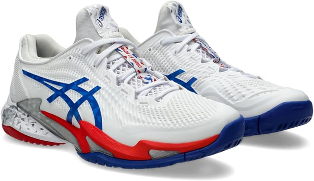 1041A480-100 Asics Men's Court FF 3 Novak Paris Tennis Shoes (White/Asics Blue)