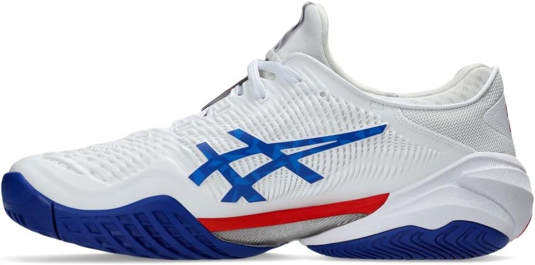 1041A480-100 Asics Men's Court FF 3 Novak Paris Tennis Shoes (White/Asics Blue)