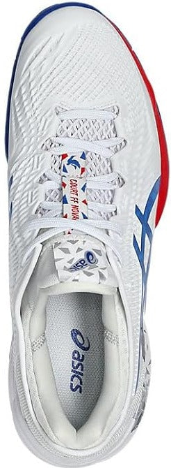 1041A480-100 Asics Men's Court FF 3 Novak Paris Tennis Shoes (White/Asics Blue)