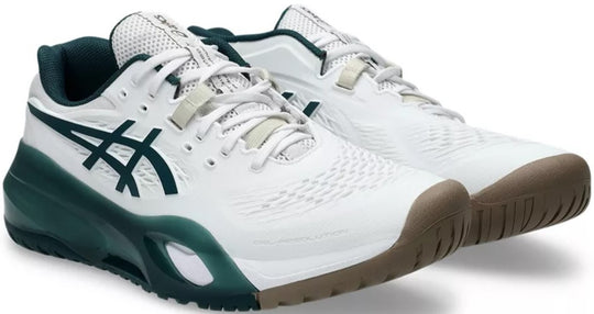 1041A481-111 Asics Men's Gel-Resolution X Tennis Court Shoe (White/Saxon Green)