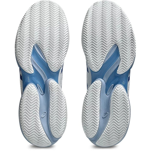 1041A521-967 Asics Men's Court FF 3 Novak Clay Tennis Shoes (White/Tuna Blue)
