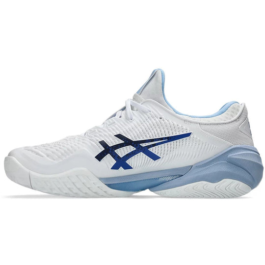1041A522-967 Asics Men's Court FF 3 Novak Tennis Shoes (White/Tuna Blue)