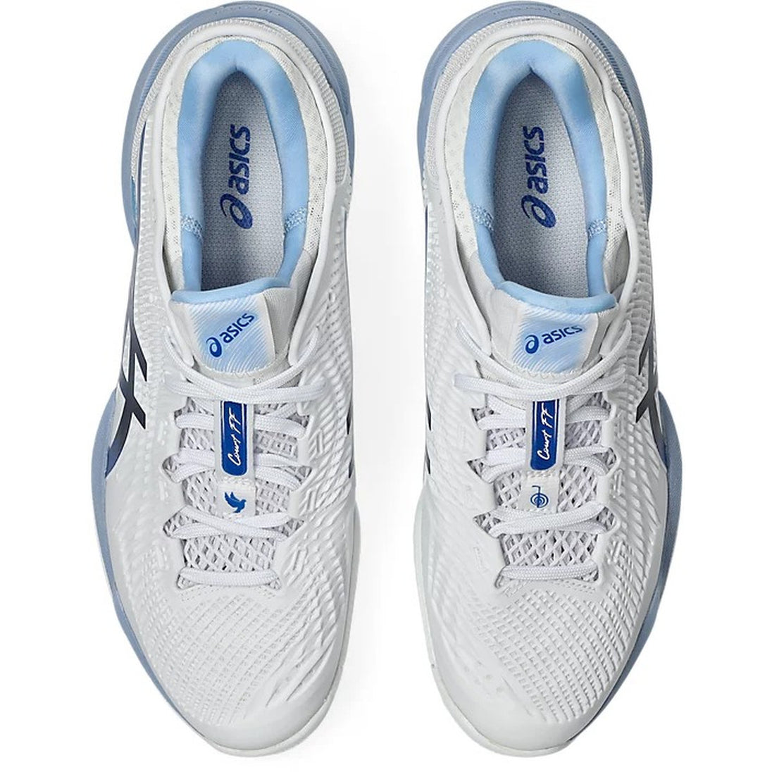 1041A522-967 Asics Men's Court FF 3 Novak Tennis Shoes (White/Tuna Blue)