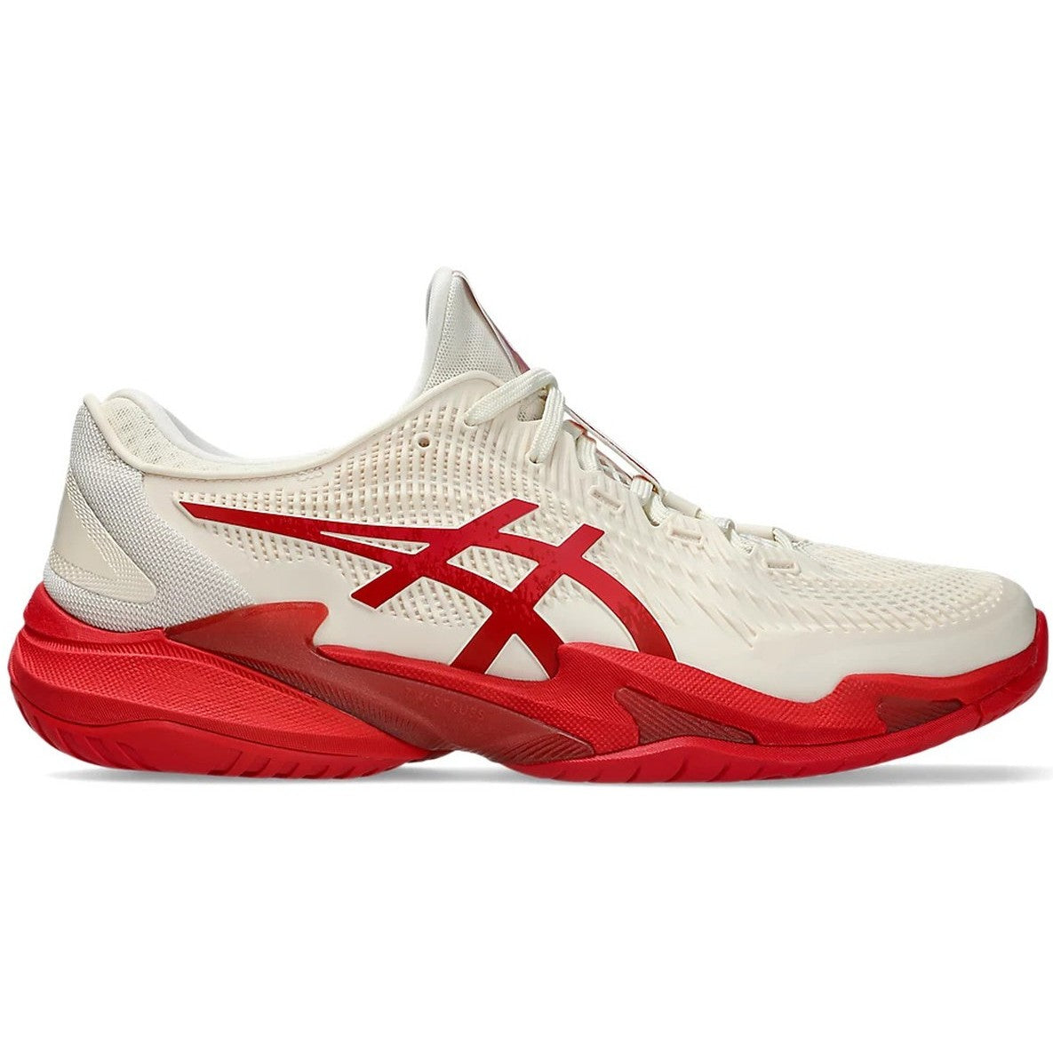 1041A522-968 Asics Men's Court FF 3 Novak Tennis Shoes (Cream/Classic Red)
