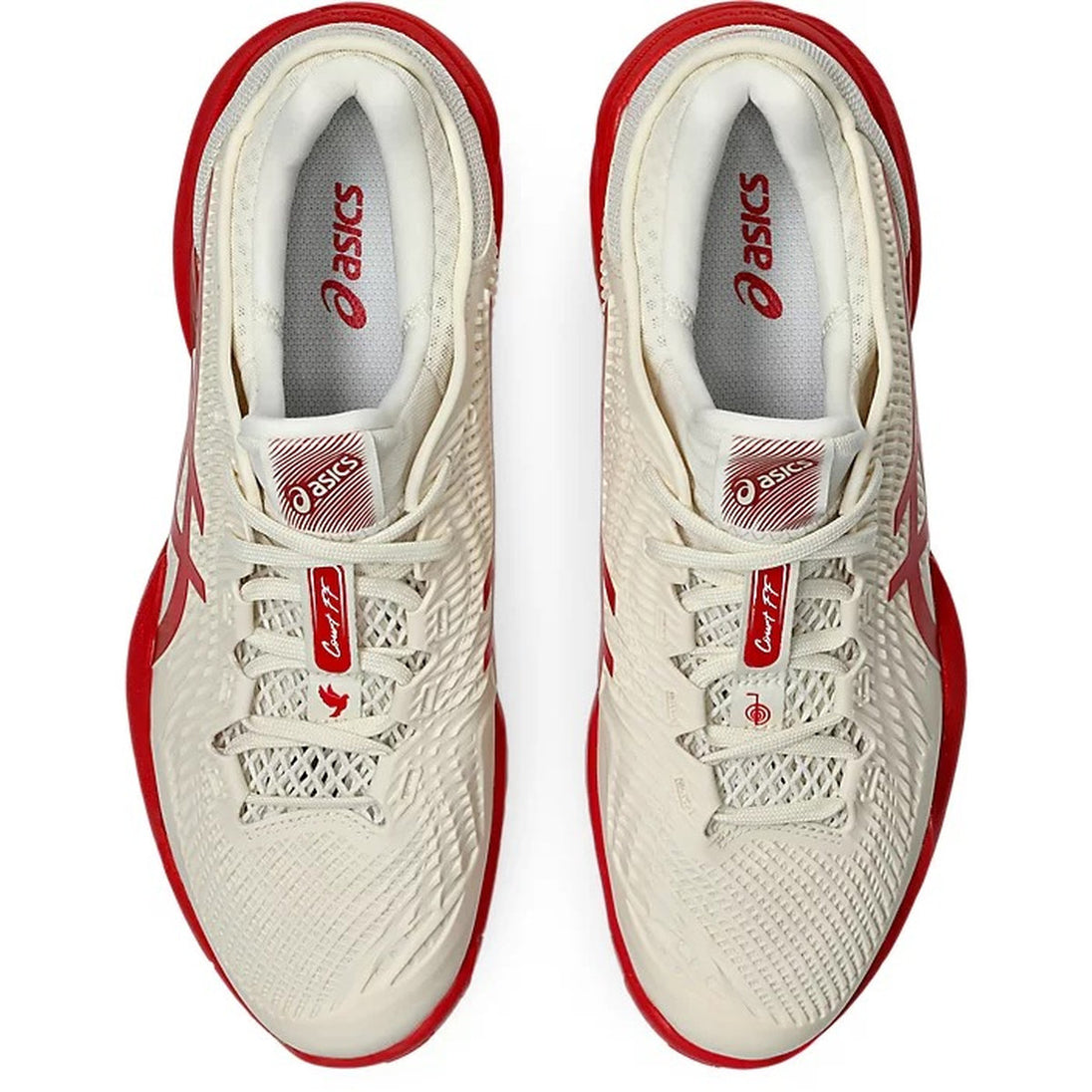 1041A522-968 Asics Men's Court FF 3 Novak Tennis Shoes (Cream/Classic Red)