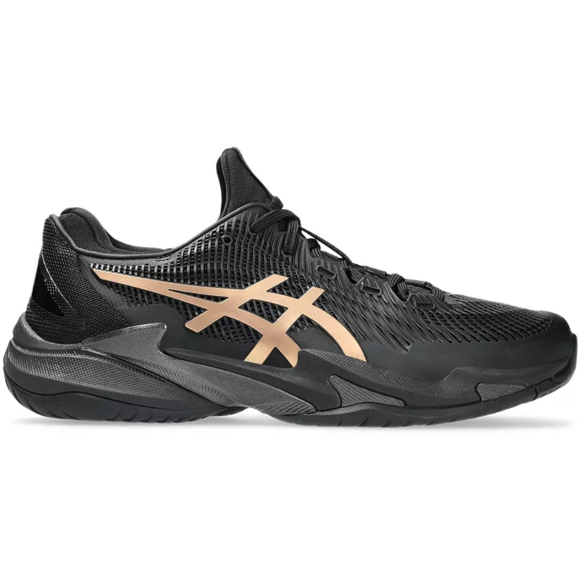 1041A527-960 Asics Men's Court FF 3 Novak Tennis Shoes (Night Energy Black/Prism Gold)