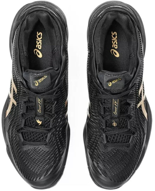 1041A527-960 Asics Men's Court FF 3 Novak Tennis Shoes (Night Energy Black/Prism Gold)