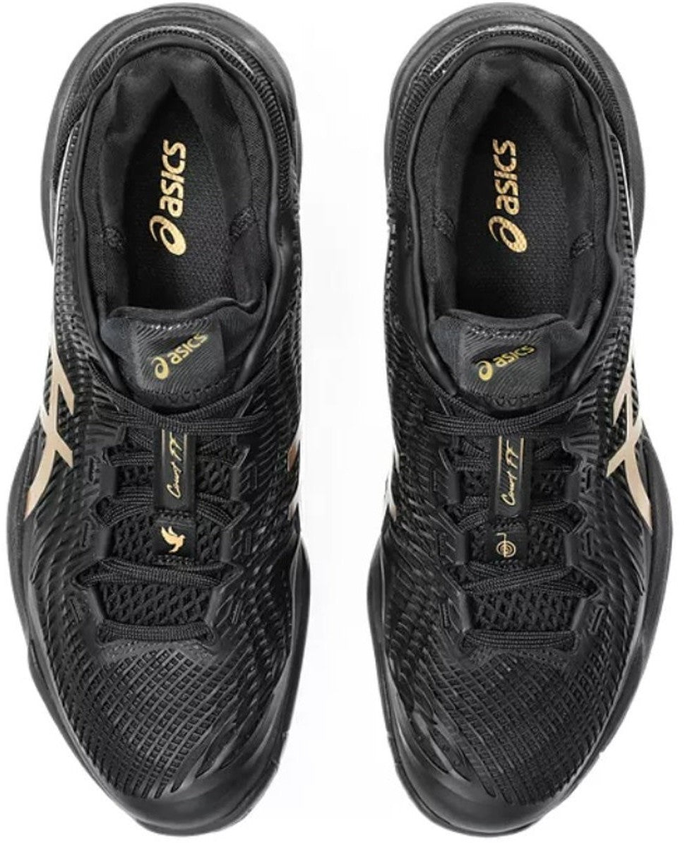 1041A527-960 Asics Men's Court FF 3 Novak Tennis Shoes (Night Energy Black/Prism Gold)