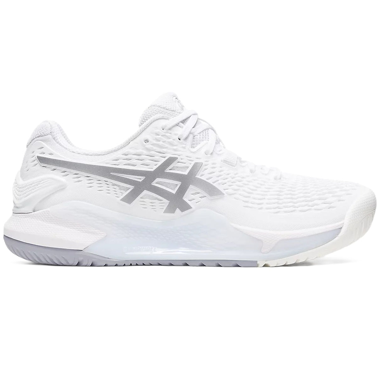 Asics Women's Gel-Resolution 9 Tennis Shoes (White/Pure Silver)