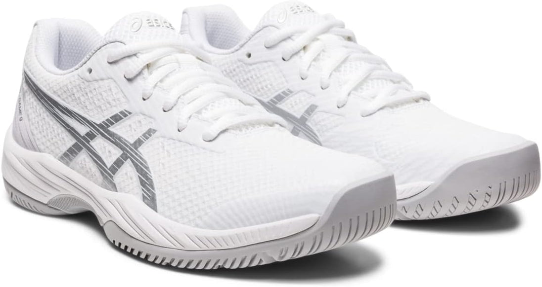 1042A211-100 Asics Women’s Gel-Game 9 Tennis Shoes (White/Pure Silver)