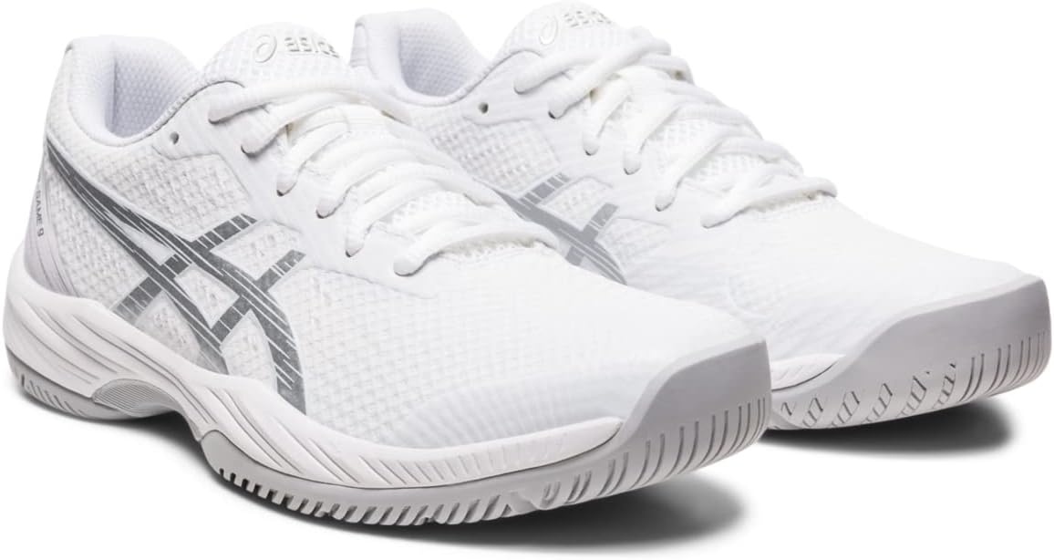 1042A211-100 Asics Women’s Gel-Game 9 Tennis Shoes (White/Pure Silver)