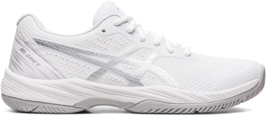 1042A211-100 Asics Women’s Gel-Game 9 Tennis Shoes (White/Pure Silver)