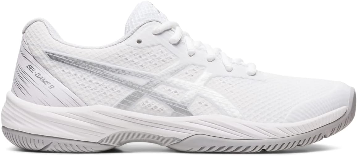 1042A211-100 Asics Women’s Gel-Game 9 Tennis Shoes (White/Pure Silver)