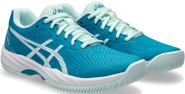 1042A211-406 Asics Women’s Gel-Game 9 Tennis Shoes (Teal Blue/White)