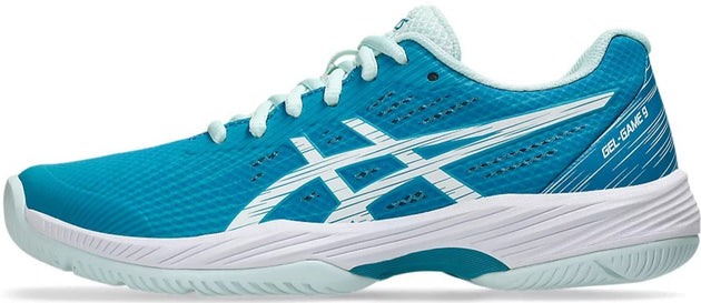 1042A211-406 Asics Women’s Gel-Game 9 Tennis Shoes (Teal Blue/White)