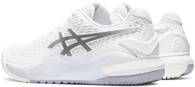 1042A226-100 Asics Women's Gel-Resolution 9 Wide Tennis Shoes (White/Pure Silver)