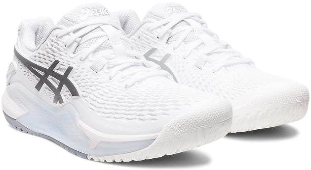 1042A226-100 Asics Women's Gel-Resolution 9 Wide Tennis Shoes (White/Pure Silver)