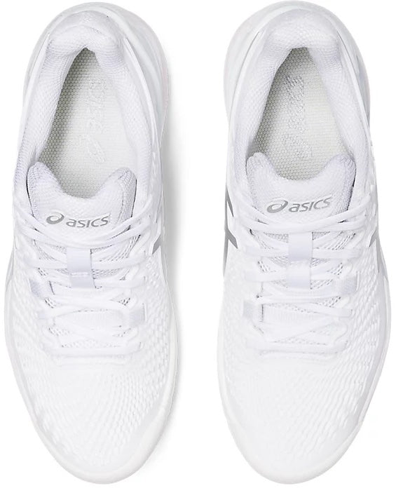 1042A226-100 Asics Women's Gel-Resolution 9 Wide Tennis Shoes (White/Pure Silver)