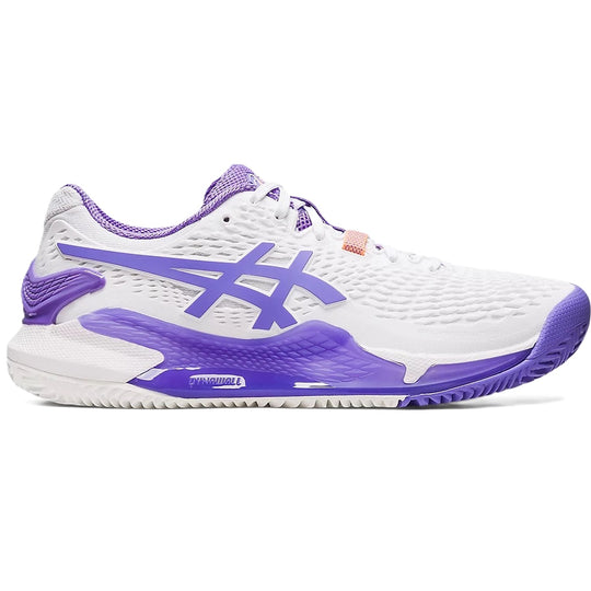 1042A226-101 Asics Women's Gel-Resolution 9 Clay Tennis Shoes (White/Amethyst)