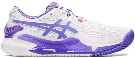 1042A226-101 Asics Women's Gel Resolution 9 Clay Tennis Shoes (White/Amethyst)