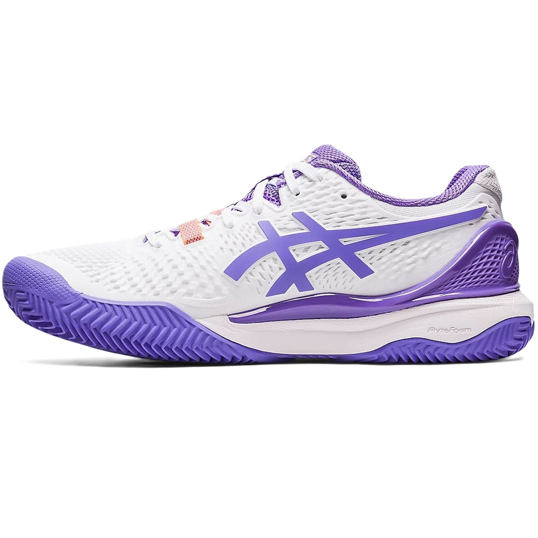 1042A226-101 Asics Women's Gel-Resolution 9 Clay Tennis Shoes (White/Amethyst)